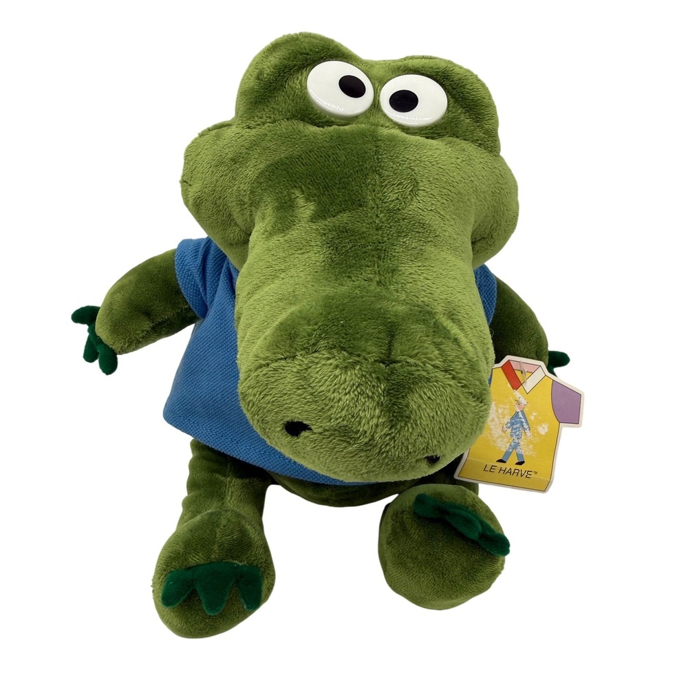 Vintage 2005 Commonwealth Le Harve Crocodile Alligator Plush Green Blue top new